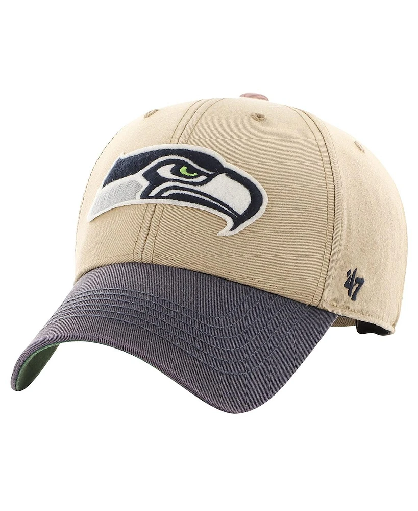 '47 Brand Men's Khaki/College Navy Seattle Seahawks Dusted Sedgwick Mvp Adjustable Hat