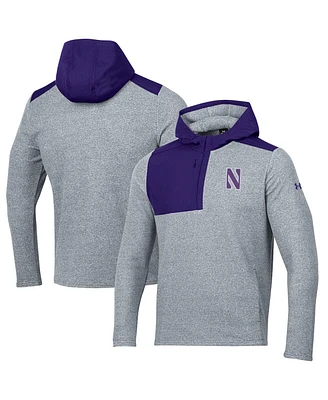 Under Armour Men's Gray Northwestern Wildcats Survivor Fleece Hoodie Quarter-Zip Jacket