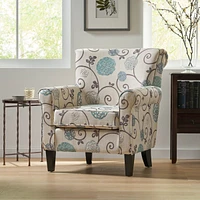 Charming Contemporary Floral Club Chair with Tapered Birch Legs