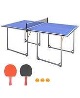 Foldable Ping Pong Table Complete Set, Mid-Size 6'x3'