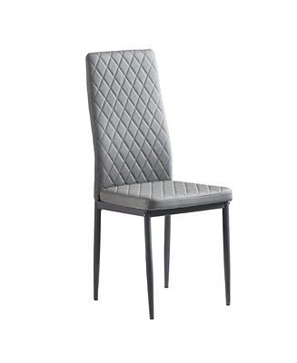 Simplie Fun Diamond Grid Pu Leather Dining Chairs (Gray, Set of 6)