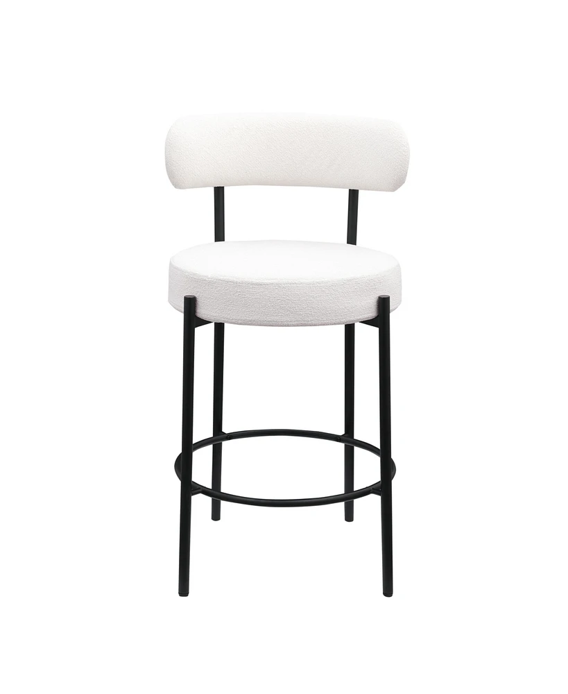 Simplie Fun Modern Kitchen Counter Height Bar Stools with Boucle Fabric Curved Back