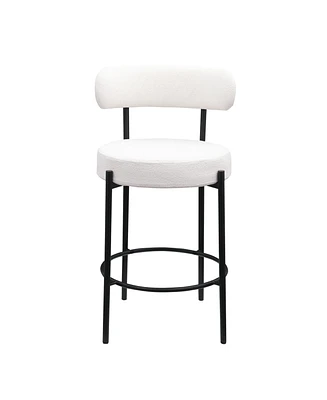 Simplie Fun Modern Kitchen Counter Height Bar Stools with Boucle Fabric Curved Back