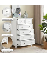 Streamdale Furniture Modern Wooden Dresser with 6 Spacious Drawers and Metal Handles