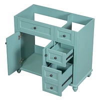 Streamdale Furniture Modern Bathroom Vanity with Solid Wood Frame, Ample Storage, and Unique Grille Design - Blue