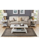 Simplie Fun Contemporary Wood Shelf Coffee Table Set in White Finish