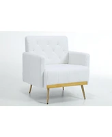 Simplie Fun Beige Plush Wool Accent Chair with Metal Legs Comfort, Style, and Durability