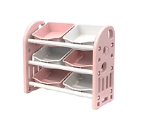 6-Bin Kids Toy Storage Organizer with Hdpe Shelf and Bins for Playroom