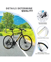 Streamdale Furniture 24 Speed Hybrid bike Disc Brake 700C Road Bike For men women's City Bicycle