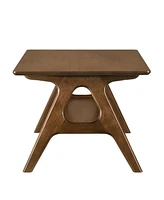 Mid-Century Modern Wood Coffee Table with Shelf