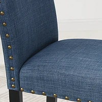 Streamdale Furniture Blue Fabric Counter Height Stools with Nailhead Trim, Set of 2