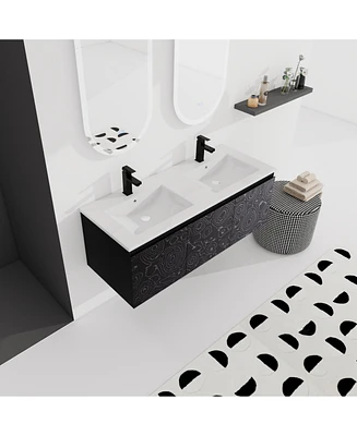 Simplie Fun 48'' Floating Wall-Mounted Bathroom Vanity & Soft-Close Cabinet Door