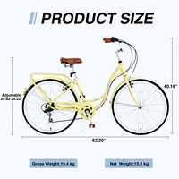 Streamdale Furniture 7 Speed, Steel Frame, Multiple Colors 24 Inch Ladies Bicycle