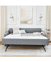 Streamdale Furniture Full-Size Upholstery Daybed with Pull-Out Trundle and Usb Charging