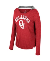 Colosseum Women's Crimson Oklahoma Sooners Distressed Heather Long Sleeve Hoodie T-Shirt