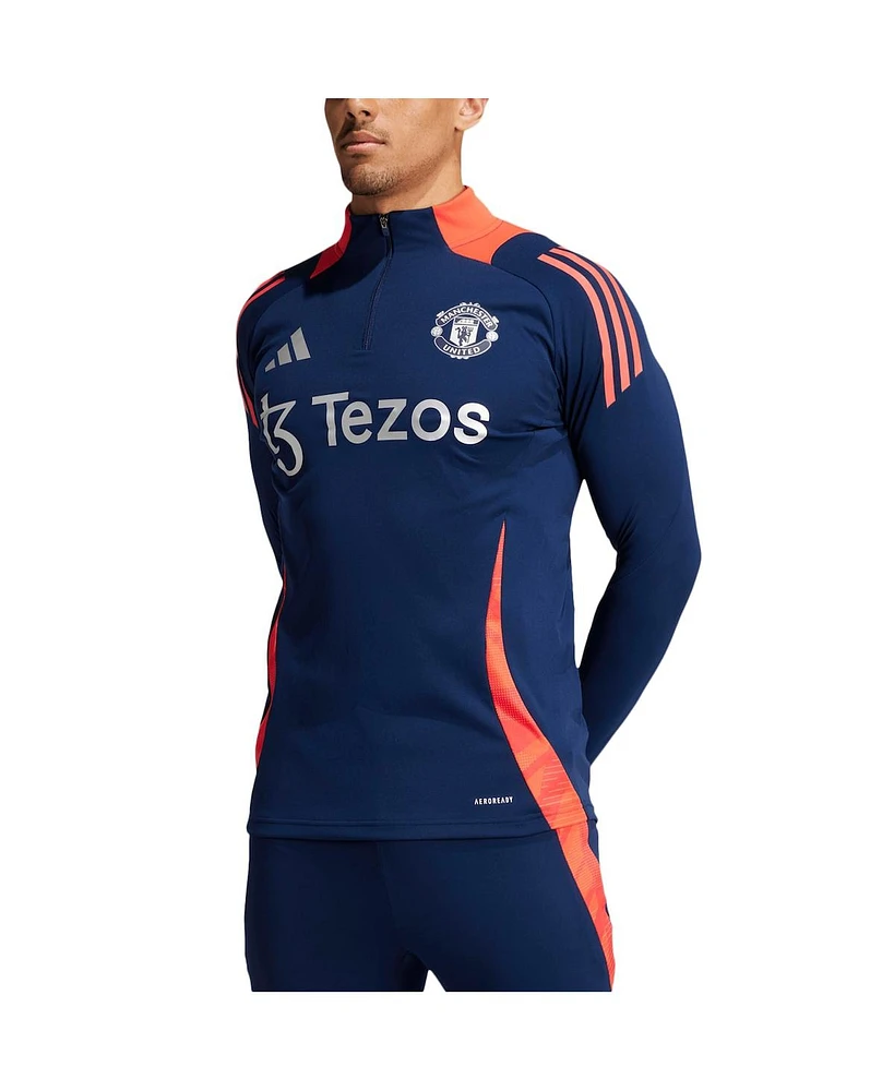 Adidas Men's Navy Manchester United 2024/25 Aeroready Raglan Quarter-Zip Training Top