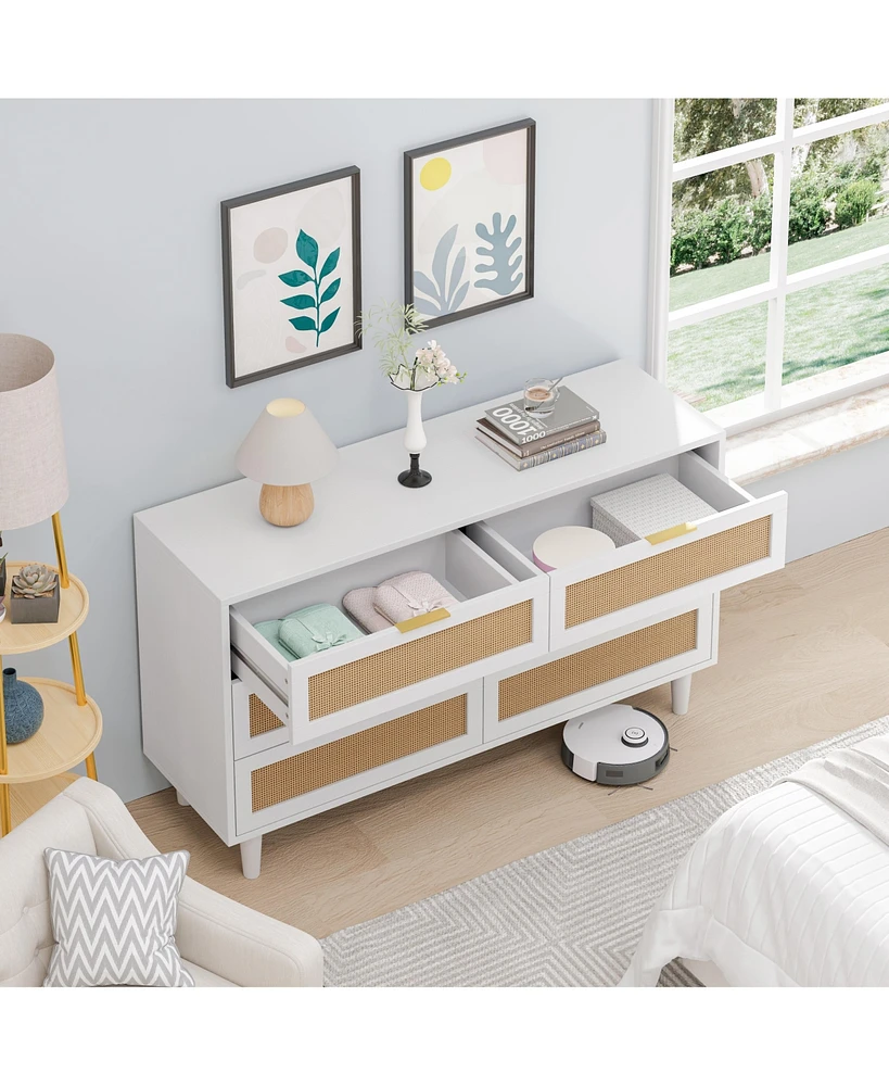 Simplie Fun Stylish Rattan Dresser with Ample Storage and Modern Design