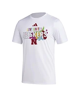 Adidas Men's x Rich Mnisi Pride Collection White Nebraska Huskers Pregame Aeroready T-Shirt