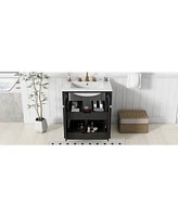 Simplie Fun 30" Freestanding Shaker Style Bathroom Vanity Combo with Ceramic Sink