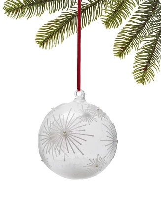 Holiday Lane Snowdaze Glass Ball Ornament with Snowflakes and Faux Snow, Created for Macy's