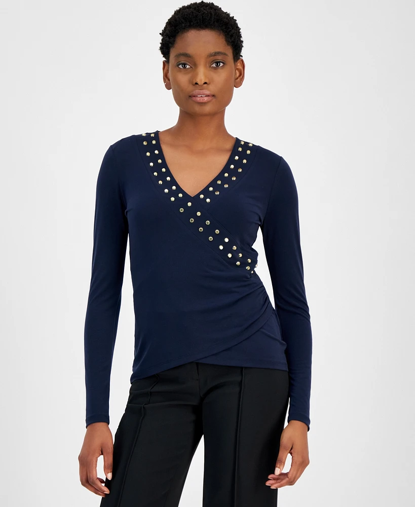 Michael Kors Women's Astor Studded Surplice Top