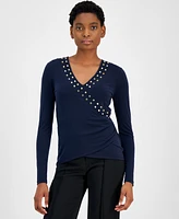 Michael Kors Women's Astor Studded Surplice Top