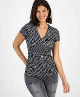 I.n.c. International Concepts Women's Printed V-Neck Top, Created for Macy's