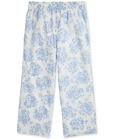 Floral Slub Cotton Pull-On Pant