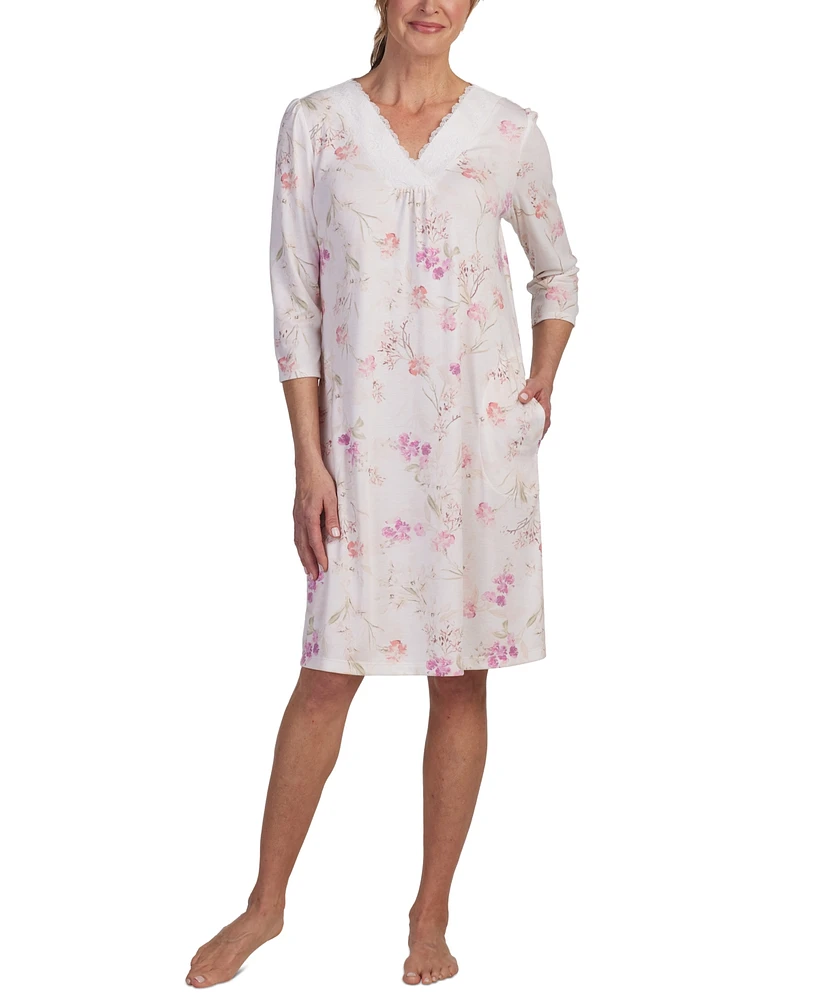 Miss Elaine Women's Floral Lace-Trim Nightgown