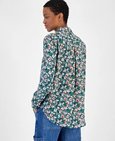 On 34th Women's Button-Front Crepe Shirt