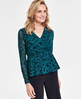 I.n.c. International Concepts Women's Printed Surplice-Neck Top, Created for Macy's