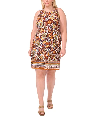 Msk Plus Paisley-Print Keyhole Shift Dress