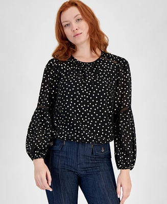 Tommy Hilfiger Women's Long-Sleeve Dot-Bubble Blouse