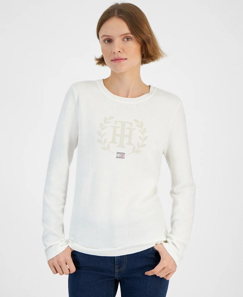 Tommy Hilfiger Women's Rhinestone Logo Sweater