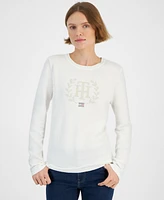 Tommy Hilfiger Women's Rhinestone Logo Sweater