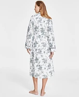 Charter Club Women's Long Floral-Print Flannel Robe, Created for Macy's