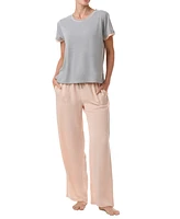 Tommy Hilfiger Women's 2-Pc. Short-Sleeve Satin Logo Pajamas Set