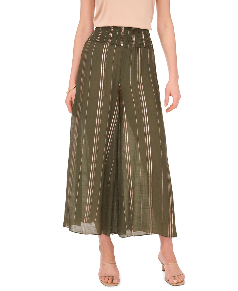 Vince Camuto Women's Smocked Striped Wide-Leg Pants