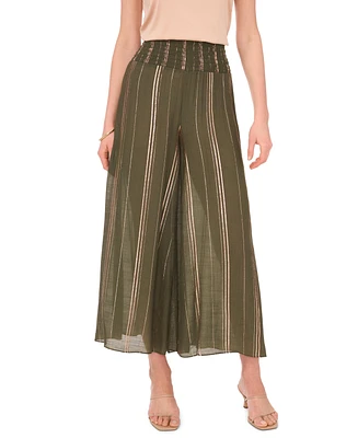 Vince Camuto Women's Smocked Striped Wide-Leg Pants