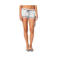 Edikted Women's Ribbon Lacey Eyelet Shorts