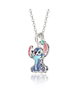 Disney Stitch Silver Plated Enamel & Blue Crystal Sitting Stitch Pendant