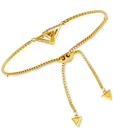 Guess 14k Gold-Plated Pave Linked Triangle Slider Bracelet