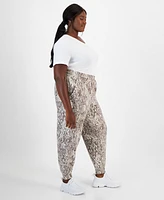Id Ideology Plus Size Relaxed Animal-Print Fleece Jogger Sweatpants, Created for Macy's