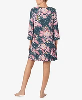 Ellen Tracy Women's 3/4-Sleeve Floral Nightgown