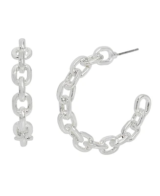 Robert Lee Morris Soho Silver Chain Hoop Earrings