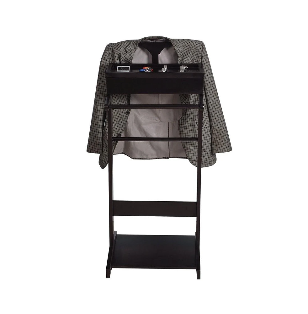 Streamdale Furniture Black Portable Garment Rack, Clothes Valet Stand with Storage Organizer