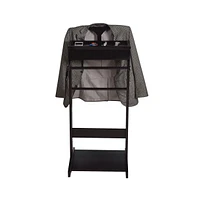 Streamdale Furniture Black Portable Garment Rack, Clothes Valet Stand with Storage Organizer