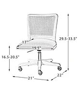 Hulala Home Calcutta Contemporary Task Chair with Rattan Back