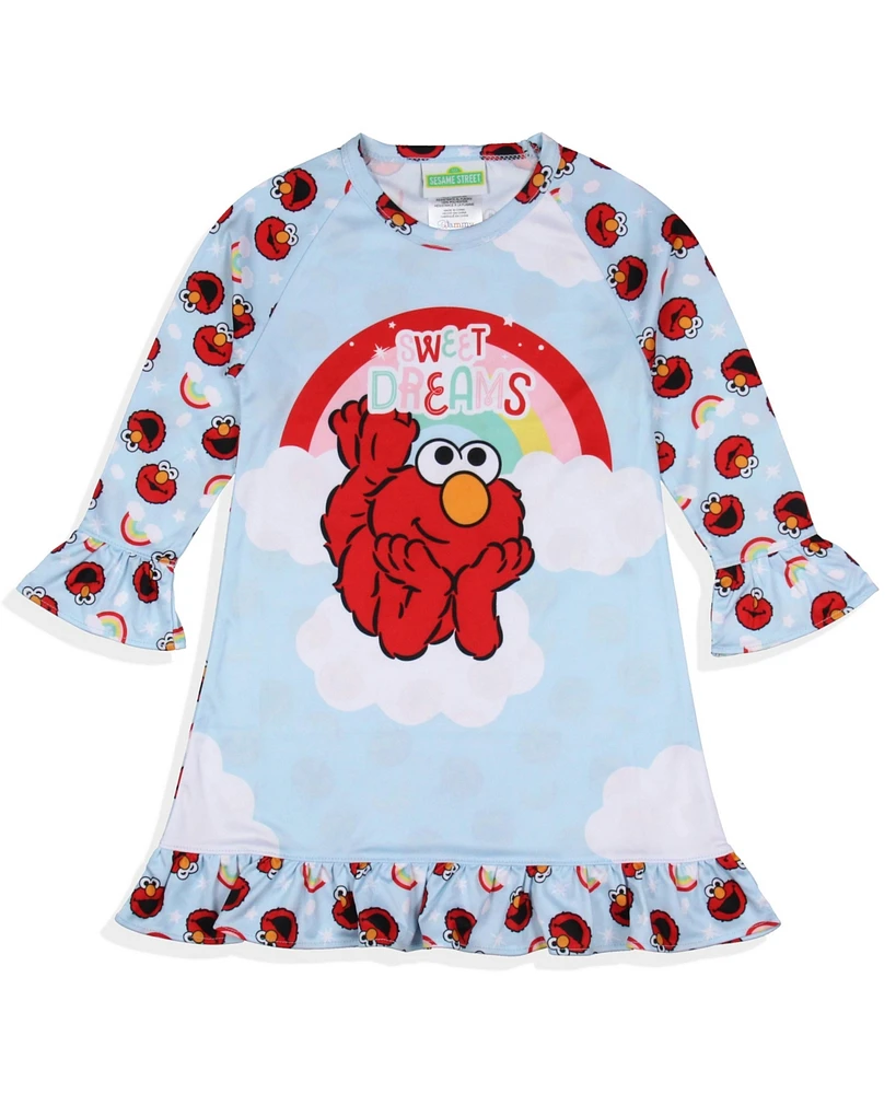 Sesame Street Toddler Girls Sweet Dreams Elmo Rainbow Sleep Pajama Dress Nightgown