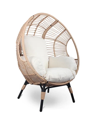 Simplie Fun Ergonomic Pe Rattan Armchair for Outdoor Serenity